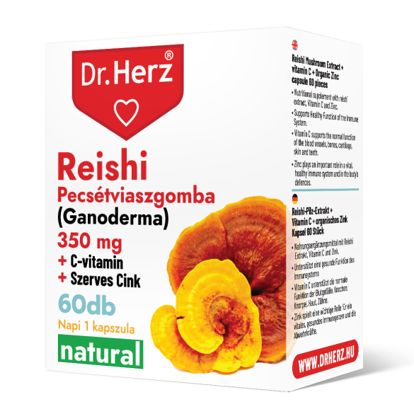 DR Herz Reishi 350 mg + C-vitamin + Szerves Cink 60 db kapszula doboz