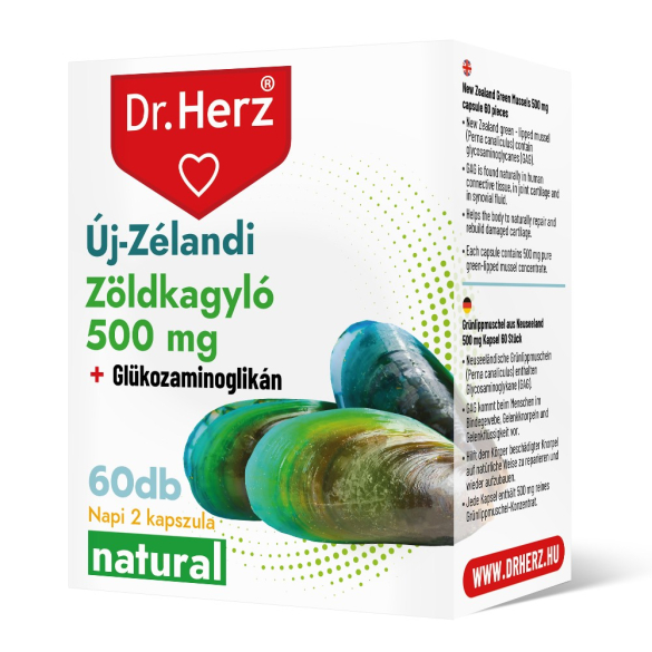 Dr. Herz Zöldkagyló kivonat 500 mg 60 db kapszula doboz