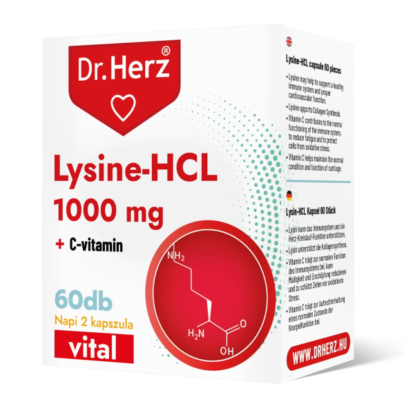 Dr. Herz Lysine-HCL + C-vitamin 60 db kapszula doboz