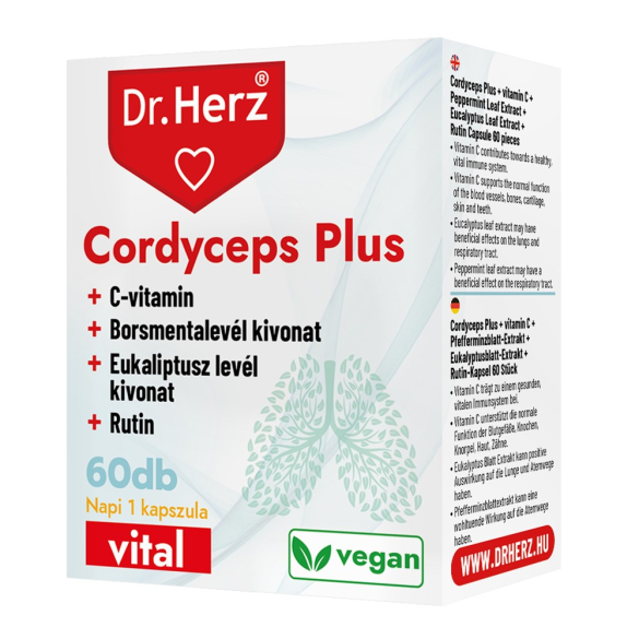 DR Herz Cordyceps Plus + C-vitamin 60 db kapszula doboz