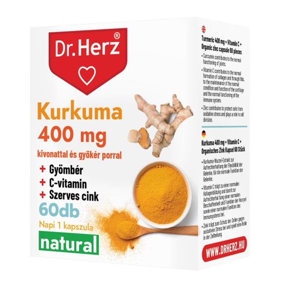 DR Herz Kurkuma+Gyömbér+C-vitamin+Szerves Cink 60 db kapszula