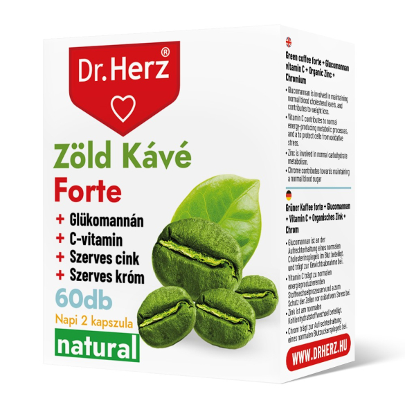 Dr. Herz Zöld Kávé Forte + C-vitamin+Glükomannán kapszula 60 db DOBOZOS