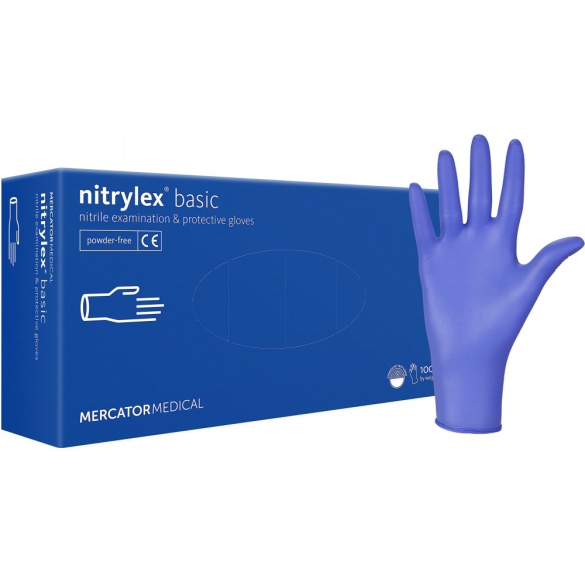 NITRYLEX BASIC A100 BLUE - nitril púdermentes kék vizsgálókesztyű M