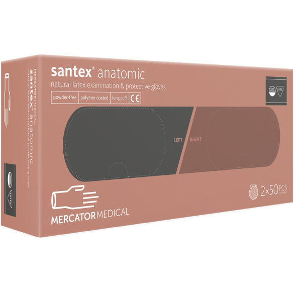 Santex® anatomic púdermentes latex vizsgáló kesztyű púderes 6 XS